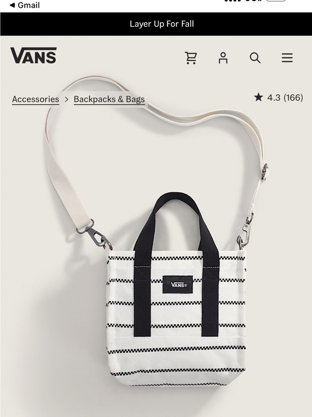 Vans White Tote Bag with Black Stripes